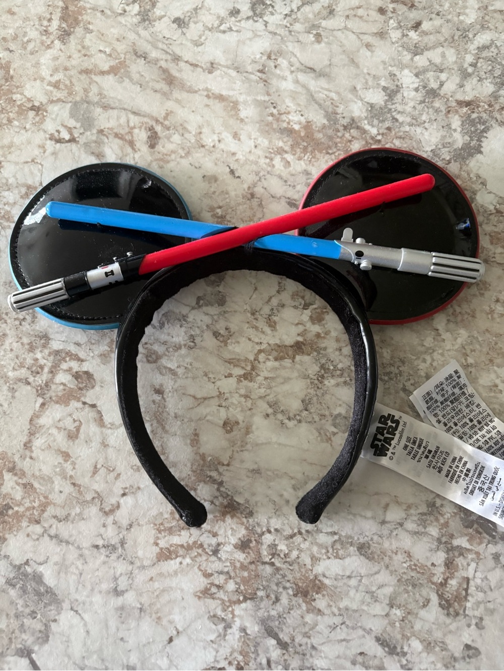 Disney Star Wars Mickey Ears Headband with Red and Blue Lightsaber Accents